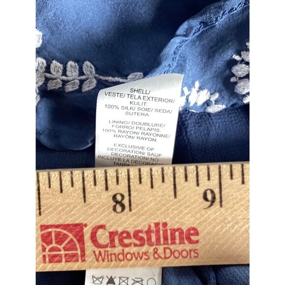 Lucky Brand Women's Silk Tank Top Spaghetti Straps Embroidered Boho Blue Size XS - Picture 9 of 10
